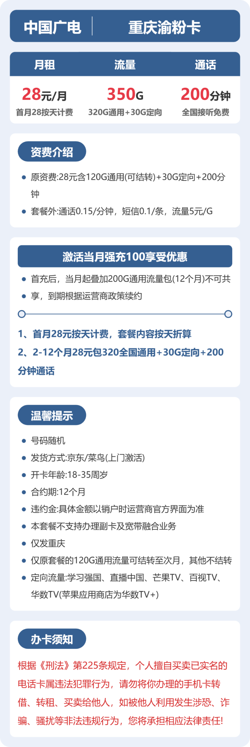 广电重庆渝粉卡实测：28元350G真实体验 图2