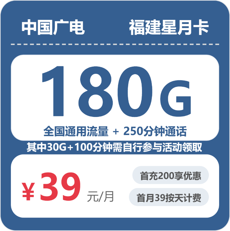 广电广电福建星月卡实测：39元180G真实体验