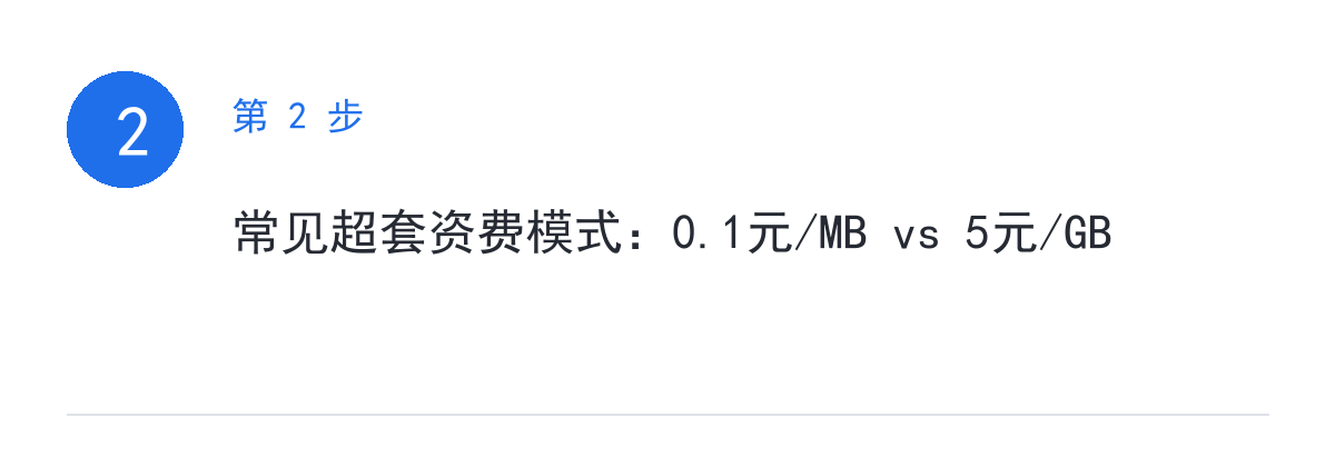 步骤要点:常见超套资费模式:0.1元/MB vs 5元/GB