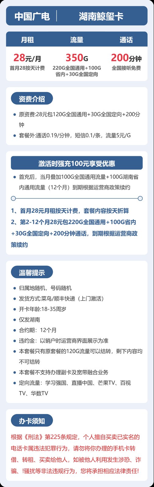 广电湖南鲸玺卡实测:28元350G真实体验 图2