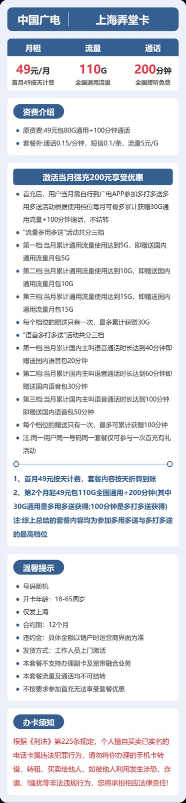 广电上海弄堂卡实测:49元110G真实体验 图2